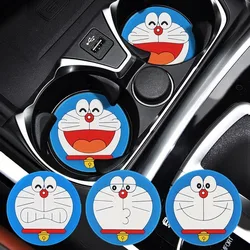 Doraemon Jingle Cat Cartoon Animation Pattern Silicone Material Creative Water Coaster Car Anti-Slip Insulated Round Soft Mat