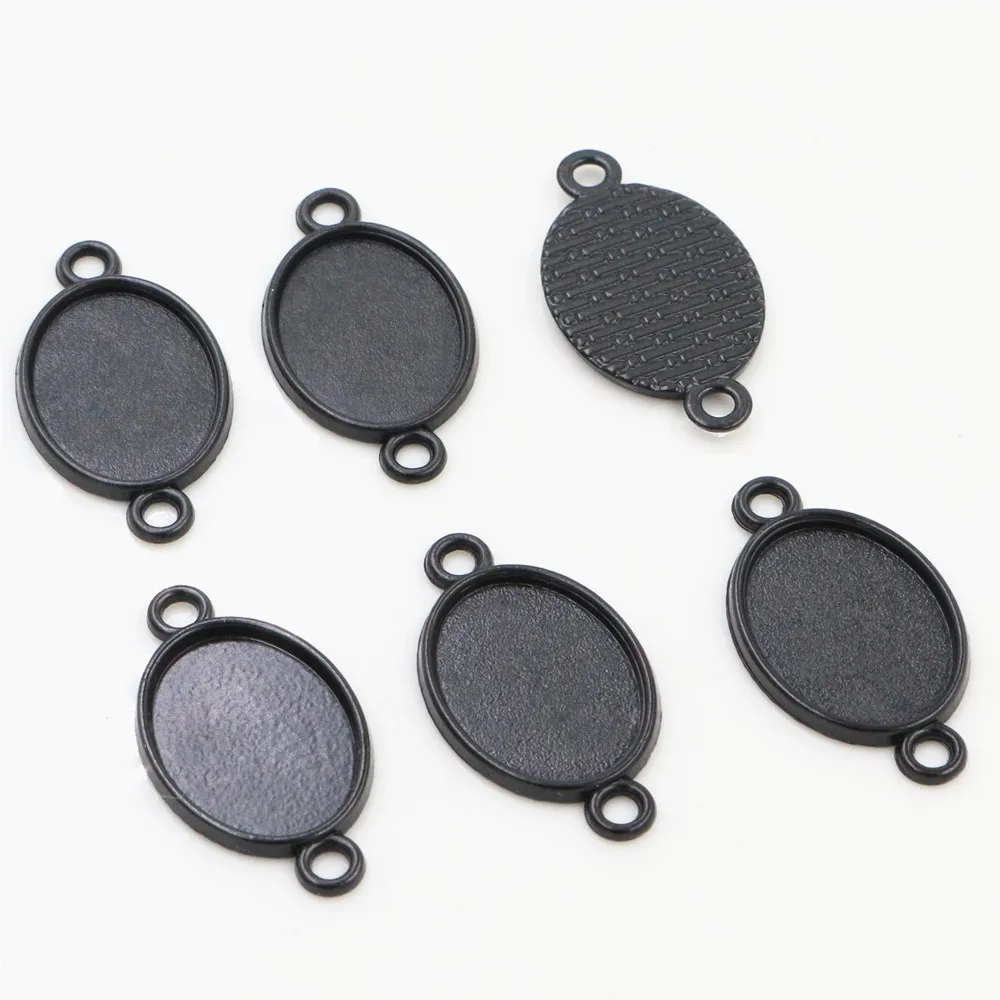 10pcs 13x18mm Inner Size Antique Silver Plated 4 Colors Simple Cameo Cabochon Base Setting Charms Pendant Necklace Findings
