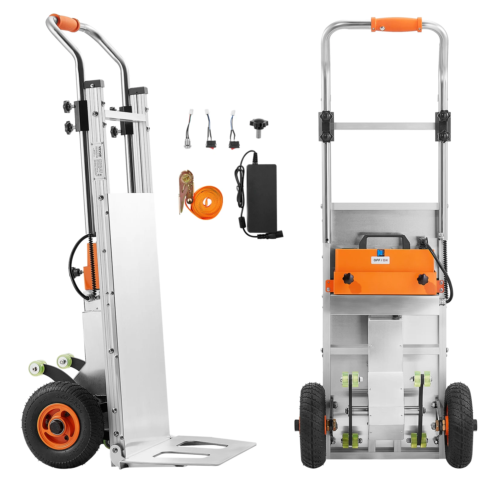 

SucceBuy 440lbs Electric Stair Climbing Cart Hand Truck with 157.5in Rope & Extendable Handle for Warehouse Moving Furniture