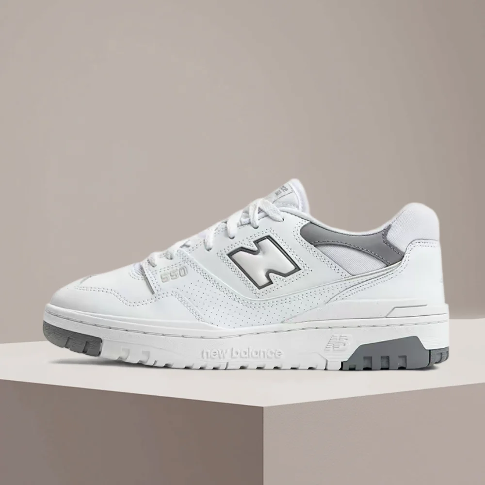 New Balance NB550 Unisex Low-Top Retro Basketball Shoes – White/Gray, Shock-Absorbing Midsole, Durable & Comfortable BB550SWA