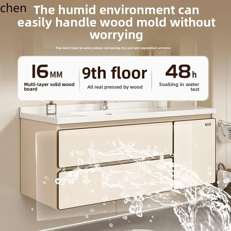DSA Aluminum Alloy Edge-Bonded Bathroom Cabinet with Ceramic Integrated Basin Washbasin Cabinet Combination Basin Bathroom Sink