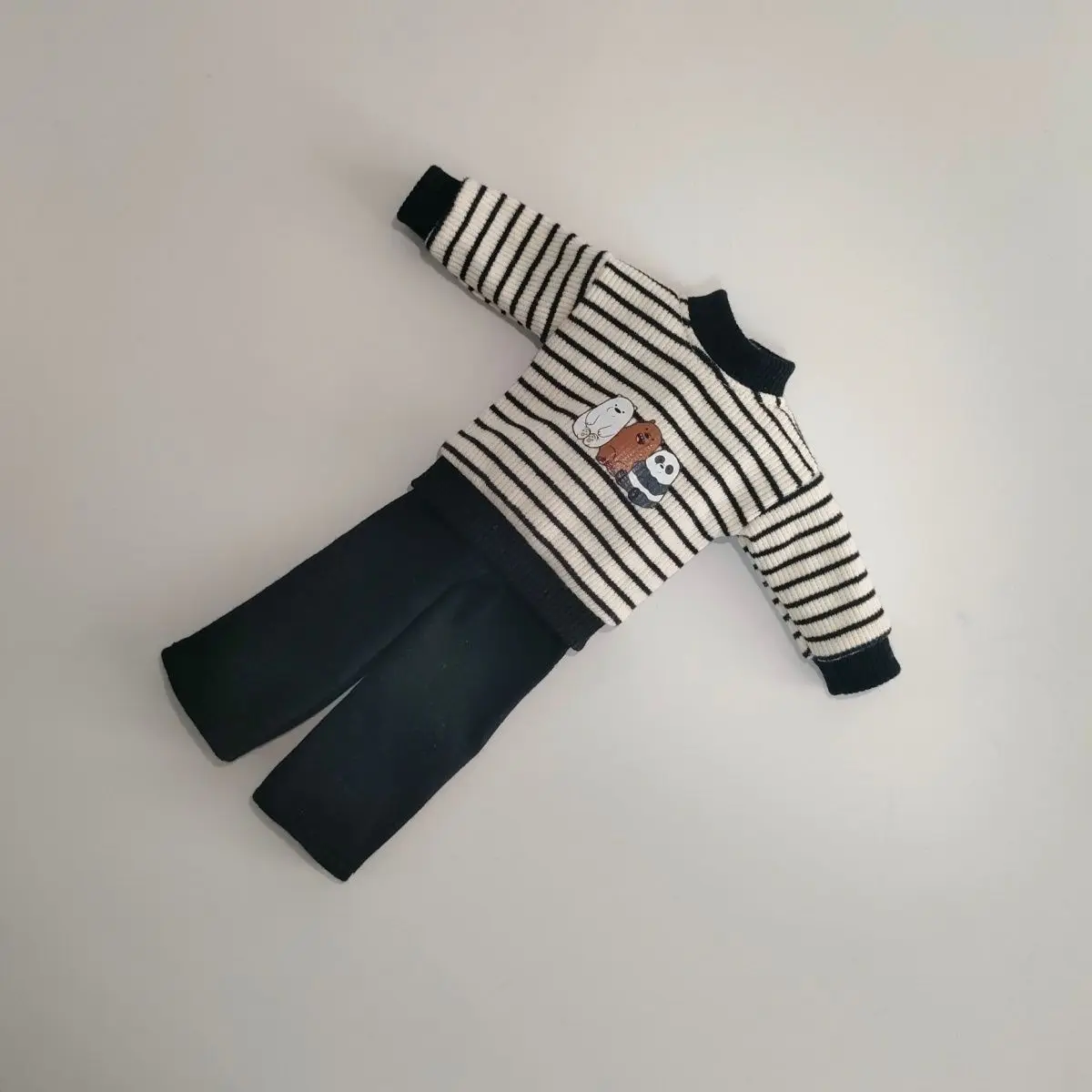 Novo 1/6 roupas de boneca terno para 30cm bjd boneca listrado moletom + calças menina brinquedos vestir-se jogar casa boneca acessórios, sem boneca
