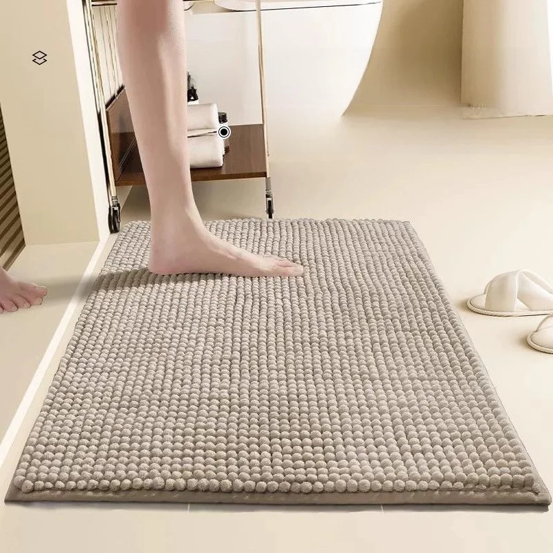 

Water Absorbent Non-Slip Bathroom Mat Modern Style Square Home Foot Pad Hotel Floor Towel Toilet Entrance Rug Pure Color Design