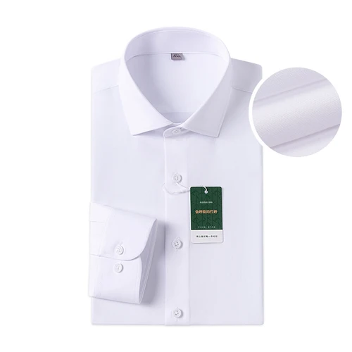 Imagen 1 del producto Camisa de vestir con puños Regular y cuello Windsor, camisas formales de negocios de lujo de manga larga a la moda para hombre, sólidas, fáciles de cuidar, informales y sociales