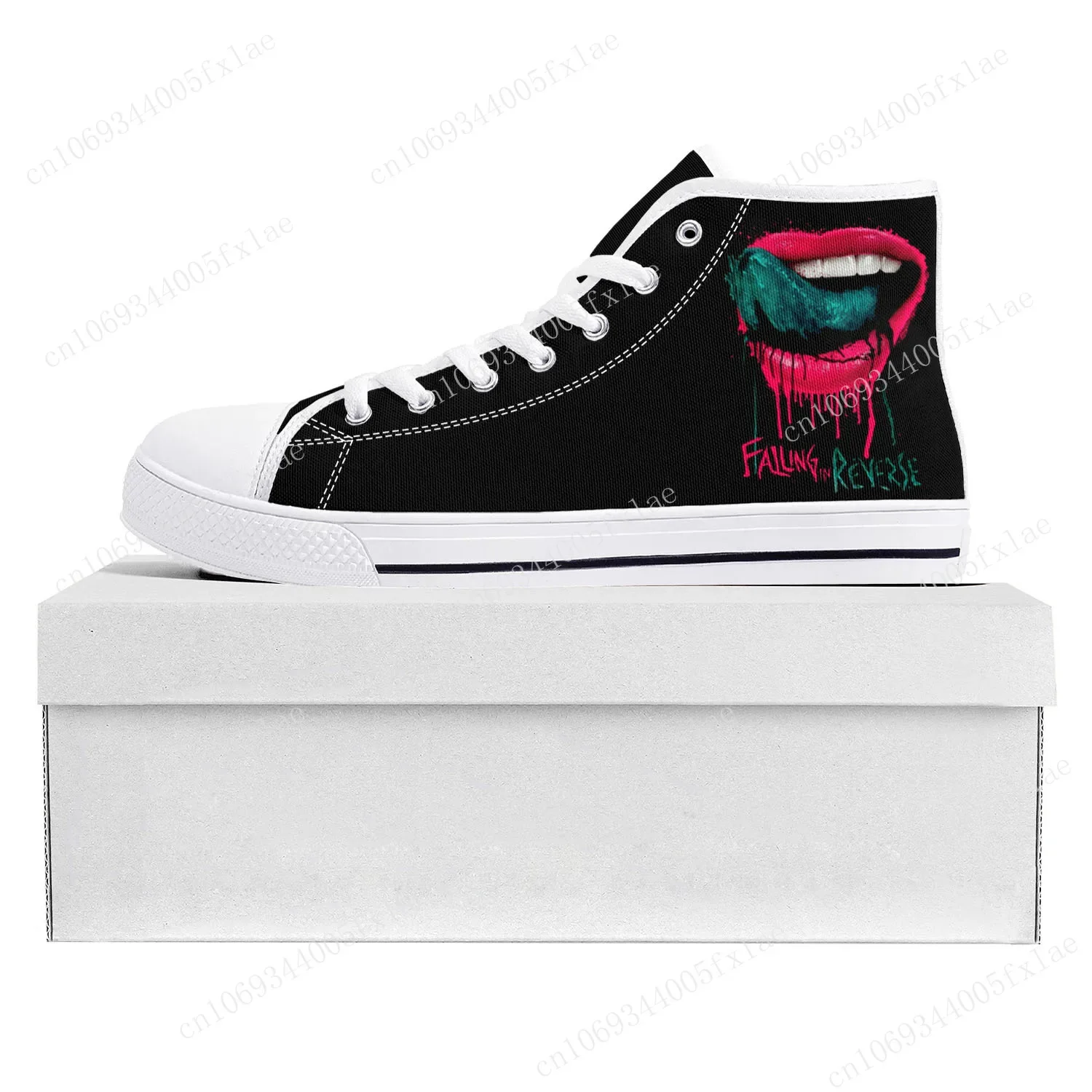 Falling In Reverse Punk Rock Band High Top High Quality Sneakers Mens Womens Teenager Canvas Sneaker Couple Shoe Custom Shoe