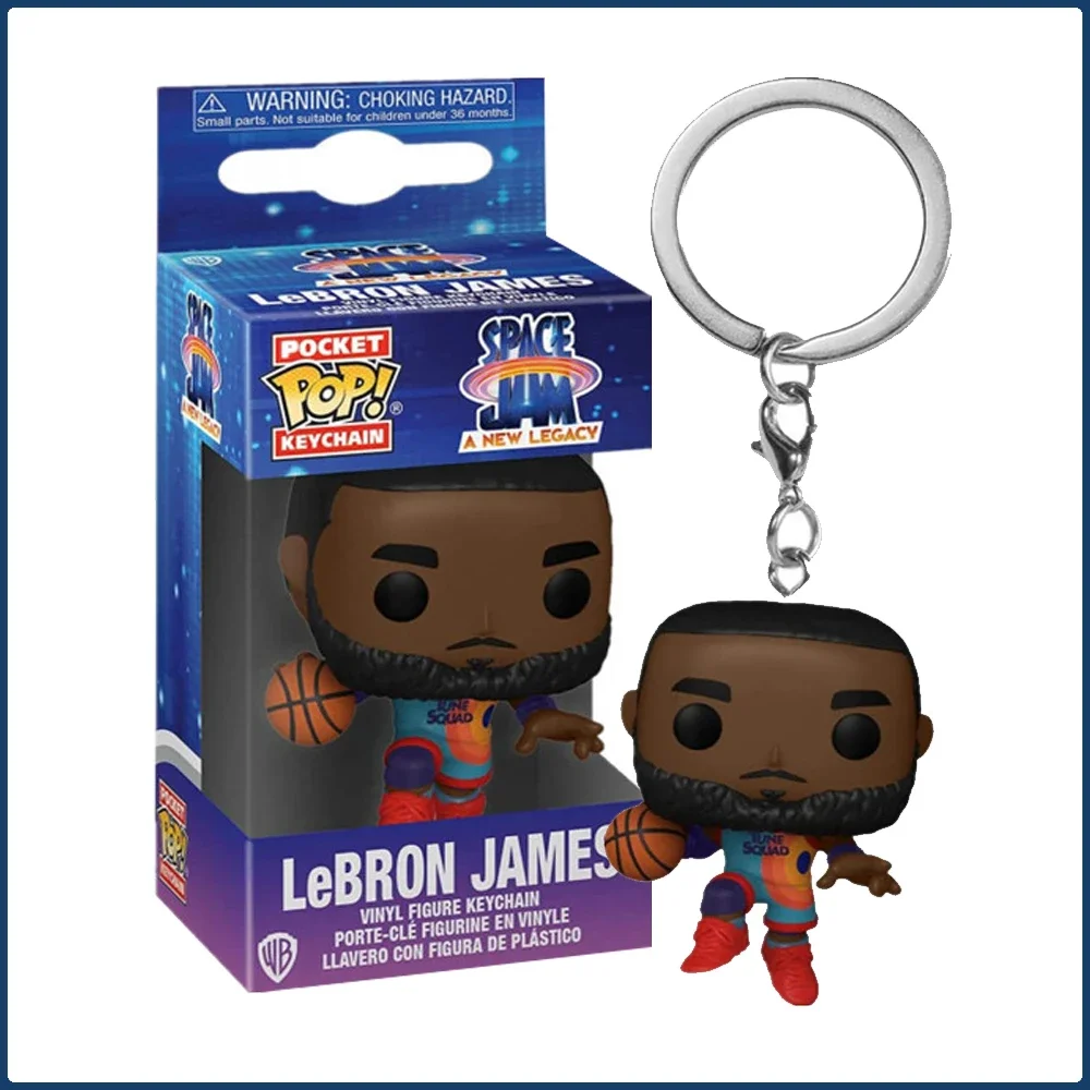 Funko Pocket Keychain NBA Famous Popular Superstar Lebron James Pendant Doll Model Backpack Decoration Keychain Fans Kids Gifts