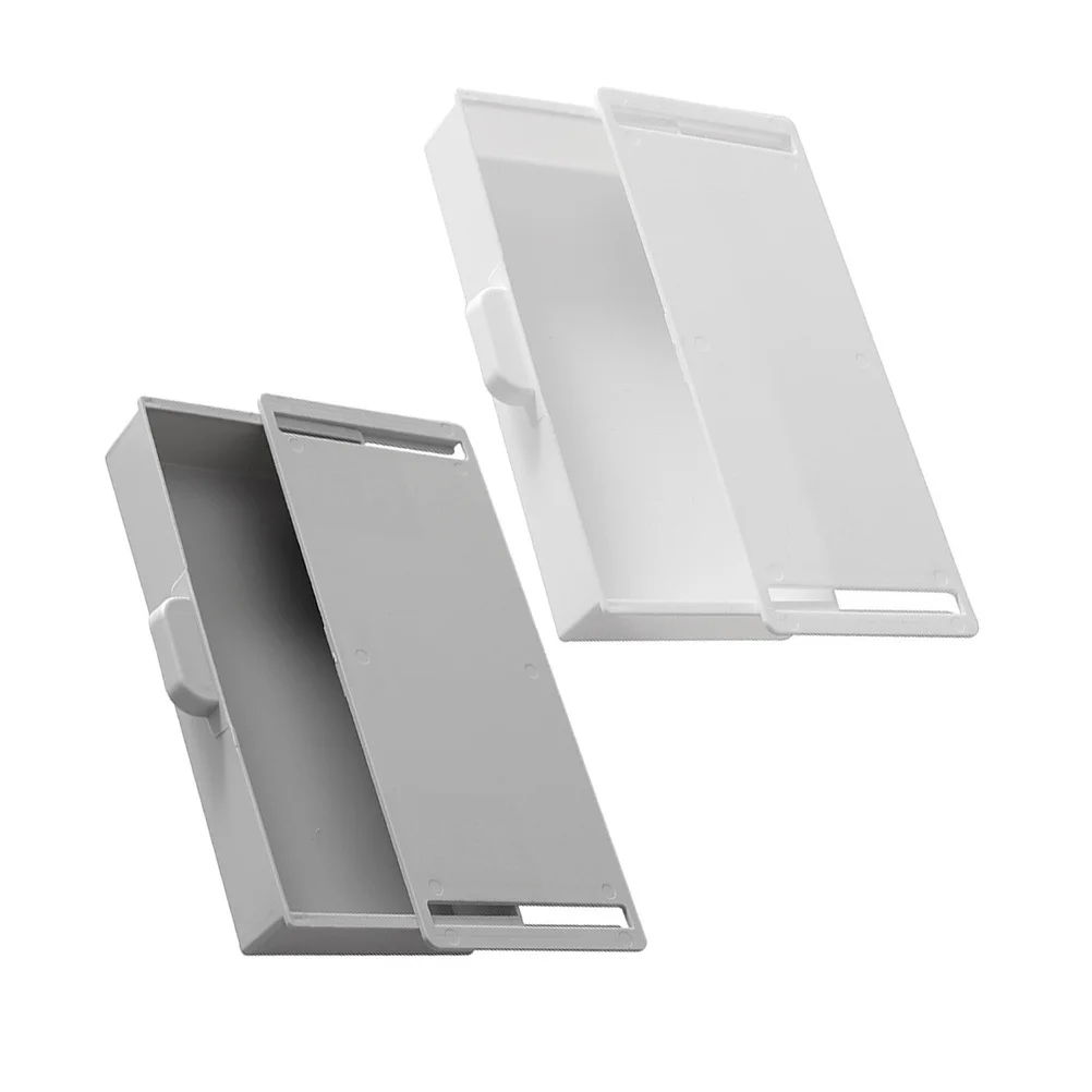 2pcs Adhesive Storage Boxes Pp Material Hidden Drawer Type Under Desk Pencil Organizers For Home Office Sundry Organizers