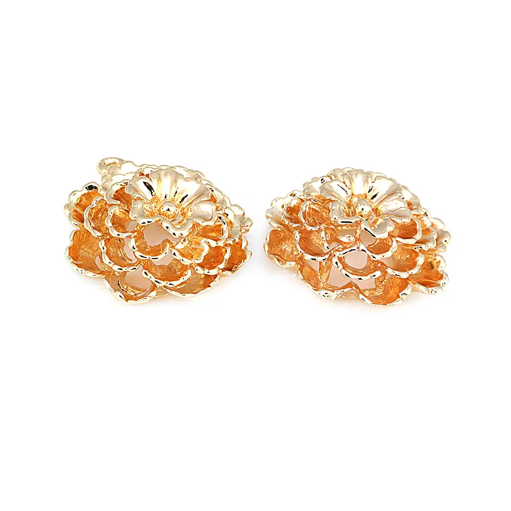 18K Gold สีทองเหลือง 3D ดอกไม้ Charms จี้คุณภาพสูงสร้อยคอต่างหูอุปกรณ์เสริม Rosediy เว็บไซต์อย่างเป็นทางการ