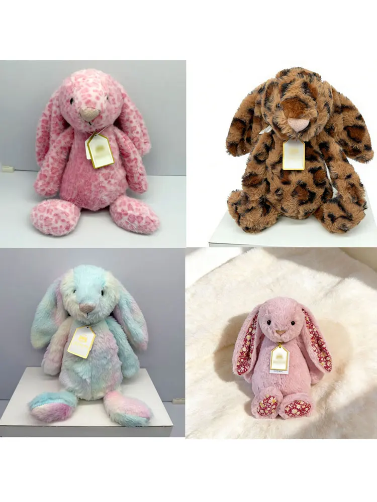 Nieuwste Jellycat Bonnie Rabbit Pluche Konijn met Luipaardprint, met Label, Zachte Bloemenoren, Cartoon Konijn Pop, Verjaardagscadeau, Huisdecoratie - afbeelding 2
