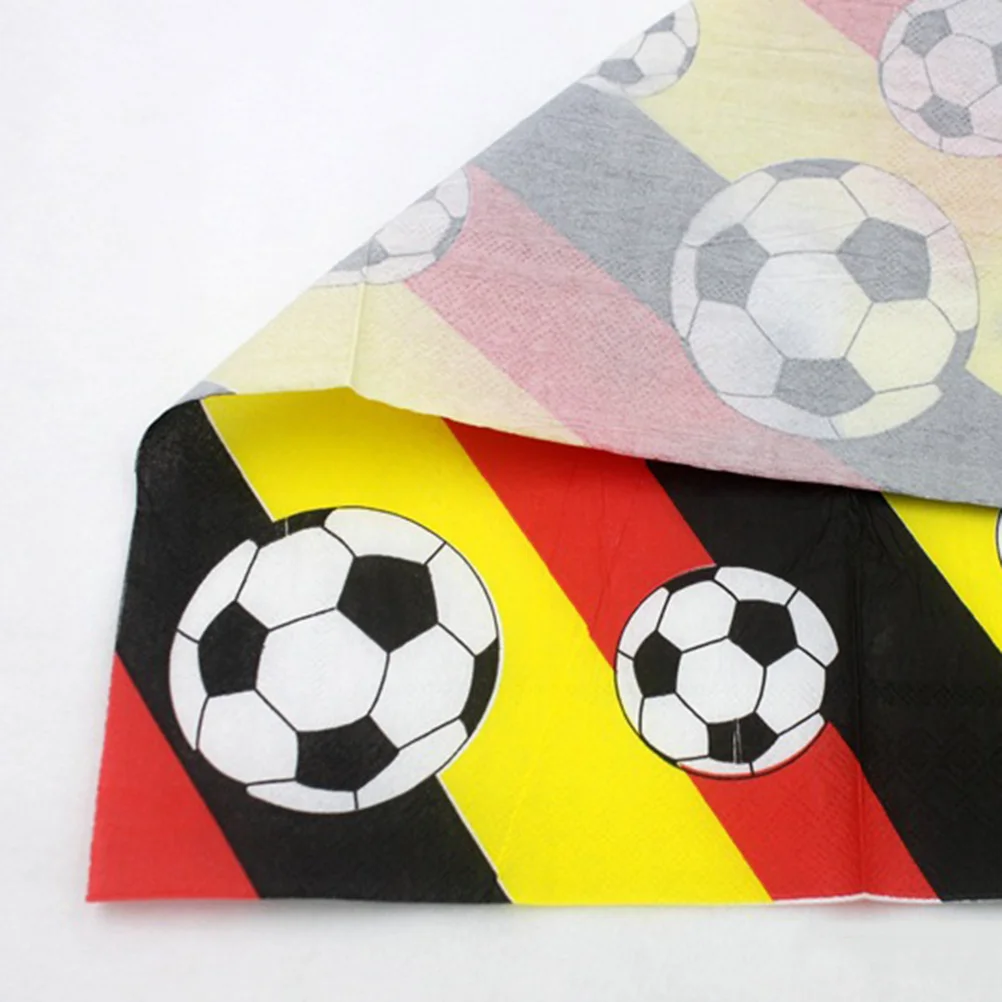Football Printed Napkin Colorful Paper Tissue For Soccer Party Restaurant Hotel Banquet Tableware Decor Supplies