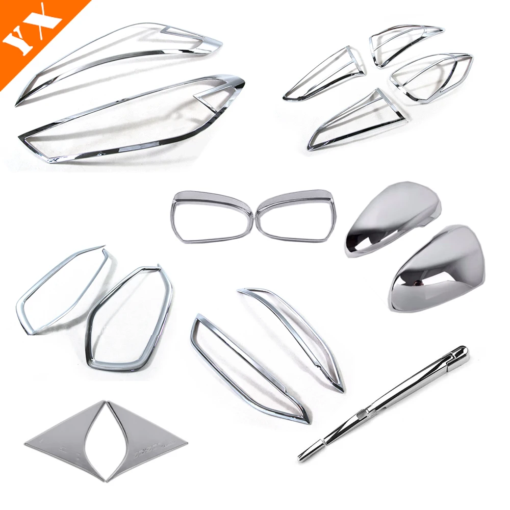 Full Set Chrome Car Headlight Tail Light Trim Front Rear Fog Light Cover Wiper Side Mirror Cover For Hyundai Tucson 2015-2018