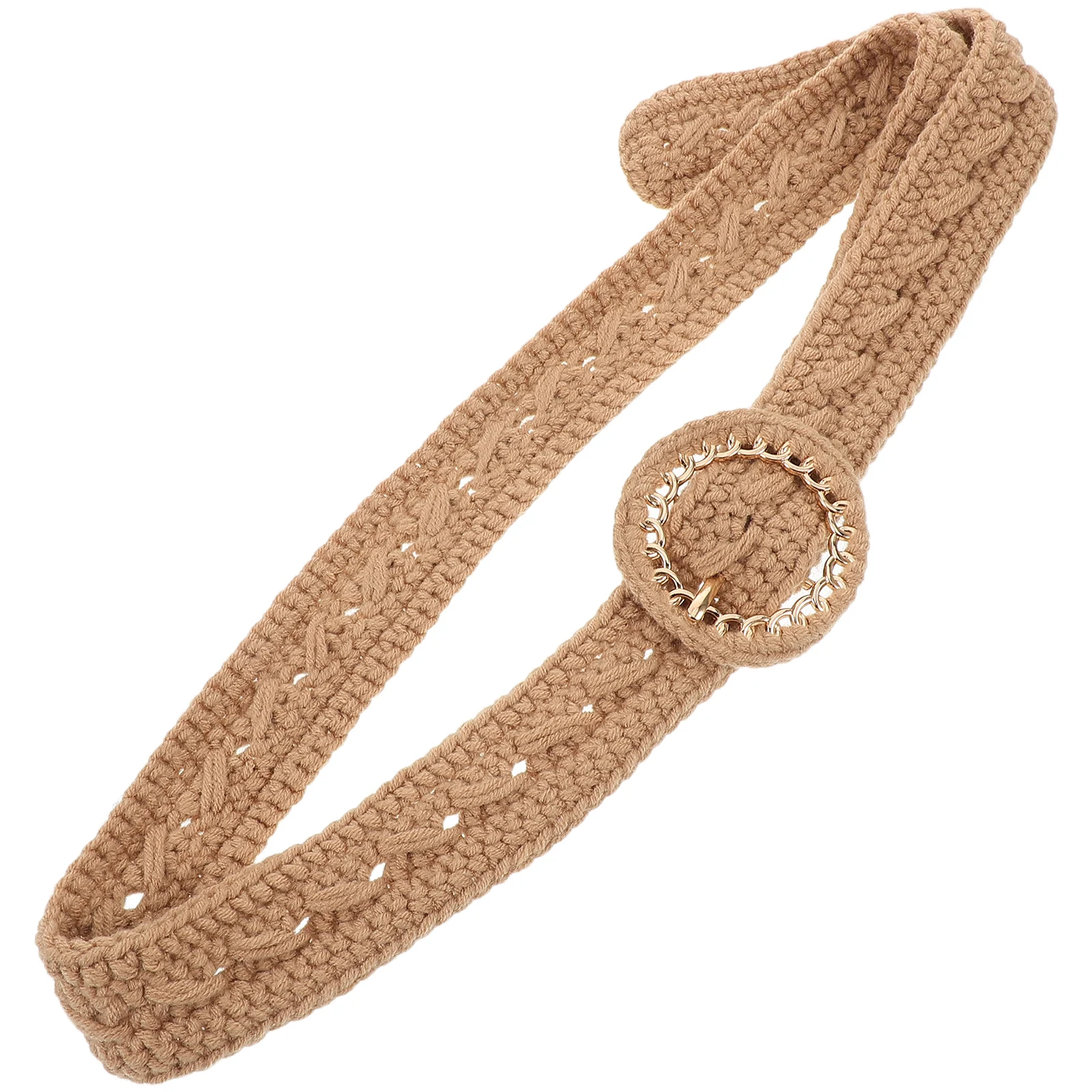 

Summer Knitted Waist Women Adjustable Braided Cotton With Rustic Buckle Wide Decorative Dress Belt For Skirts Pants Fringe