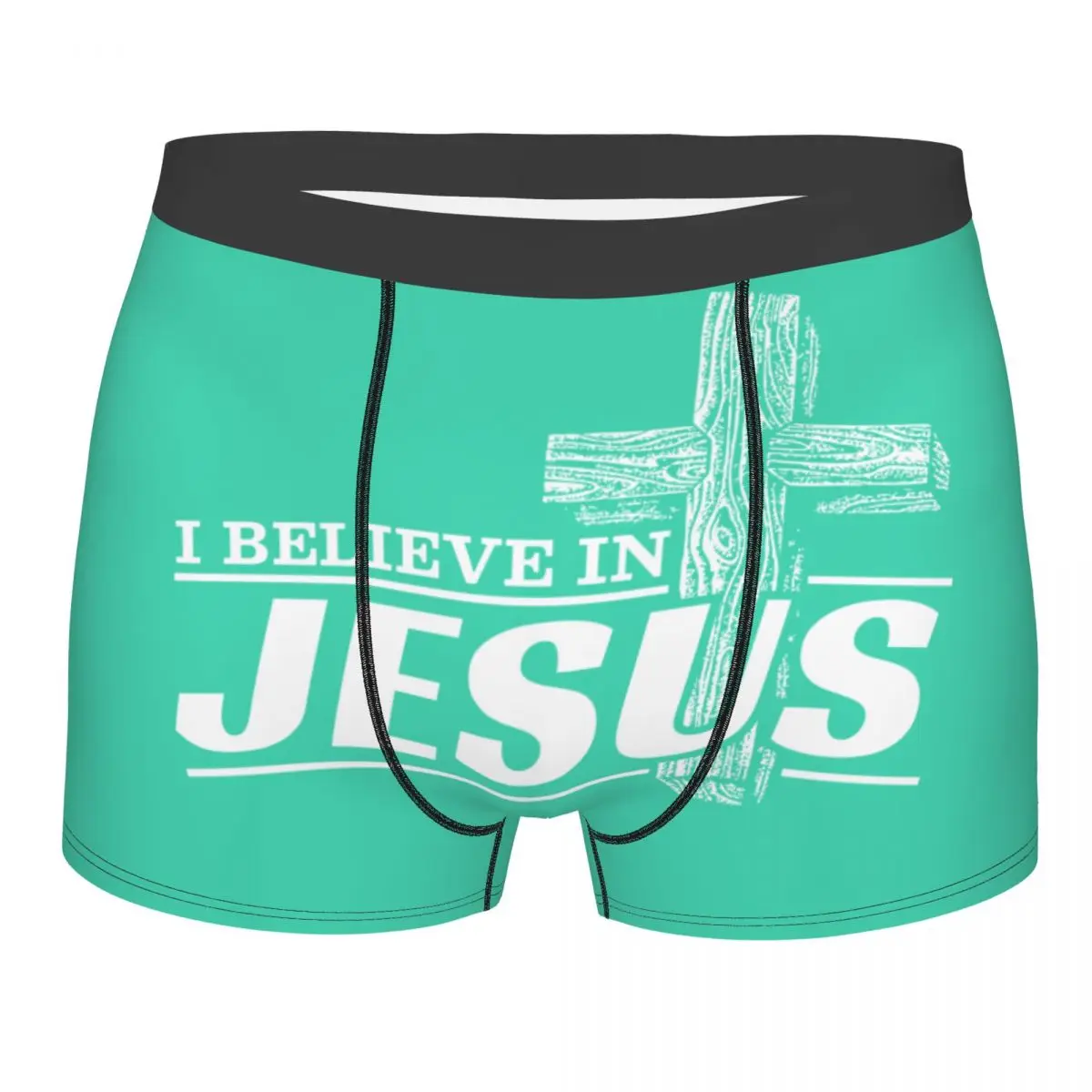 Custom I Believe In Jesus Christ Underwear Male Printed Cristianity Faith Boxer Shorts Panties Briefs Soft Underpants