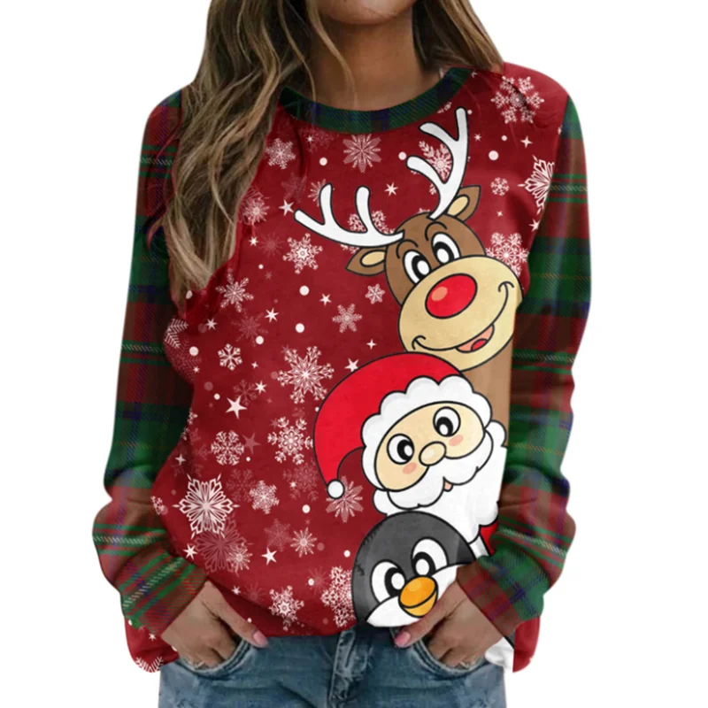 Ugly Christmas Sweaters Large size Jumpers 3D Funny Printed Holiday Party Xmas Sweatshirt for Party Birthday Xmas Sweatshirt2024