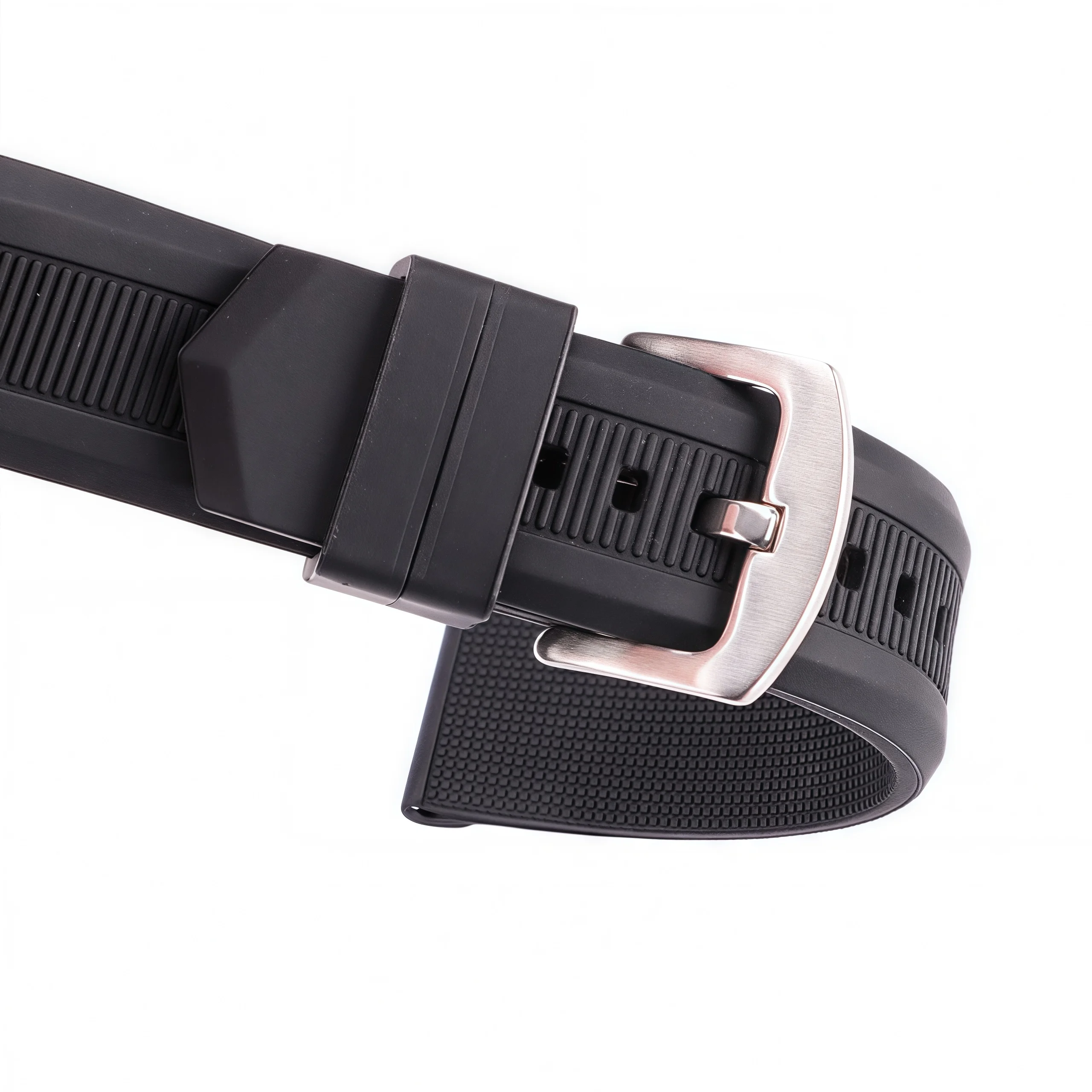 Correa de reloj de silicona de goma para hombre y mujer, pulsera deportiva de acero inoxidable con cierre de Metal, color negro y naranja, 22mm