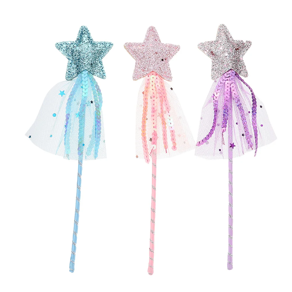 3pcs Props Fairy Star Tassel Design Girls Cosplay Party Favors Stage Performance Photo Prop Kids Play Accessories