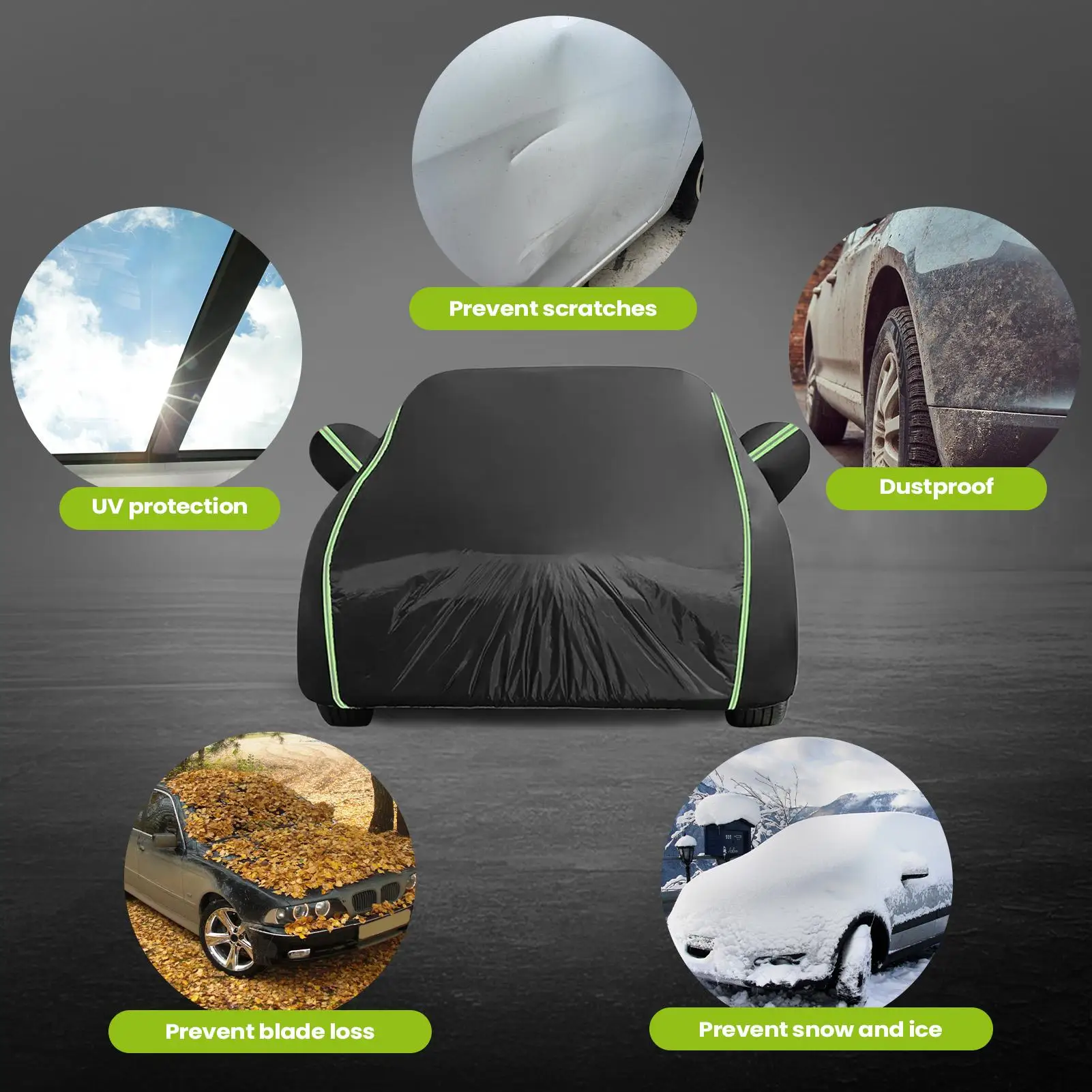 

Outdoor Car Cover Waterproof UV Dustproof Rain Tarp Car Tarp With Door Zipper For Indoor Outdoor Garage Driveway Vacation