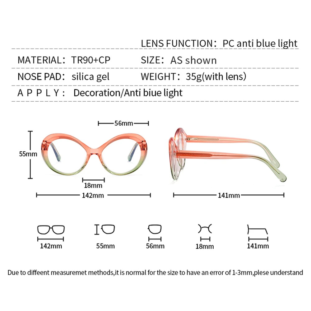 Kachawoo gafas de bloqueo de luz azul para mujer, montura de gafas redondas de acetato tr90 de estilo retro ovalado para decoración de mujer marrón