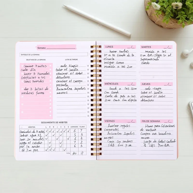 English Schedule Weekly Planner52 Weekly Coil Planner Notebook Schedule Agendas and Planners 2024 2025 Passport Cover Diaries