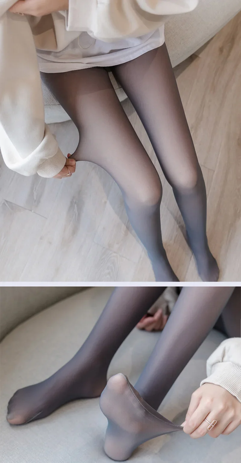 Frauen elastische sexy Strumpfhosen Frühling Herbst weibliche hohe Taille Strumpfhosen Mode gefälschte Transparenz schwarz grau Strümpfe – Detail 10
