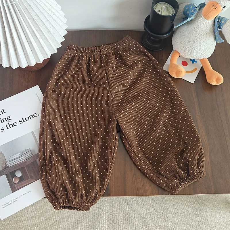 Baby Girls Boys Corduroy Pants Children Daily Pants Child Harem Trousers Elastic Waistband Ankle Cuffs Bottoms Wear