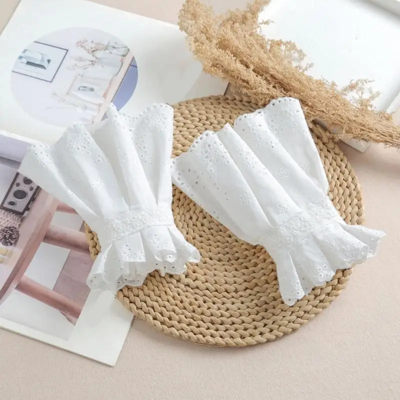 39BD Embroidered Wrist Cuffs Sleeve Cuffs Pair for Layered Dress and Blouse Styling