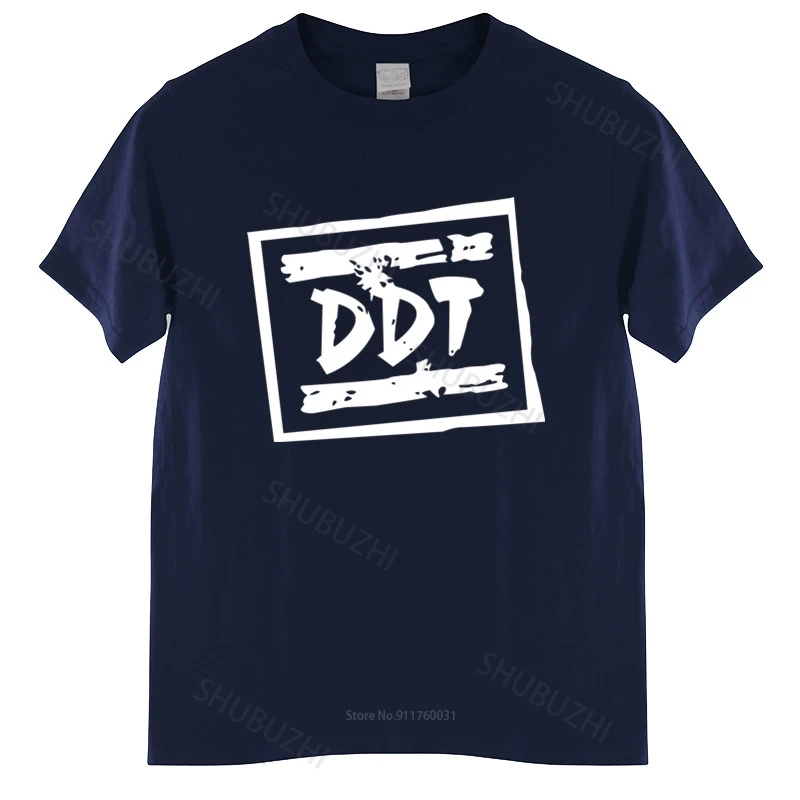 Cotton Tshirt Men Crew Neck Tops DDT Tee Russian Band Logo Merchandise Men t shirt Bigger Size Homme Black T-shirt