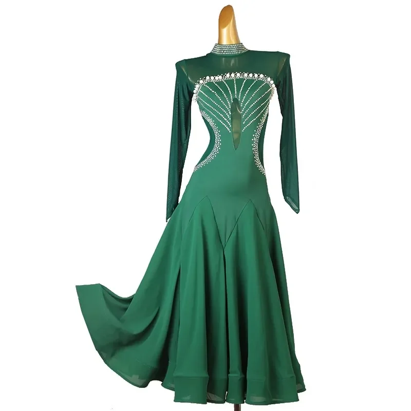 

Modern Dance Costume Ballroom Stage Suit Womens Competition Dress Waltz Elegant Evening Girls Long Sleeve Party Stadium Clothing