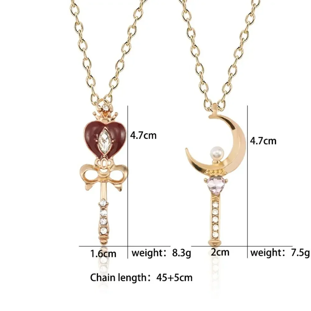 Fashion Metal Anime Necklace Crystal Cosplay Props Magic Wand Crystal Necklace Jewelry DIY Cosplay Pendant For