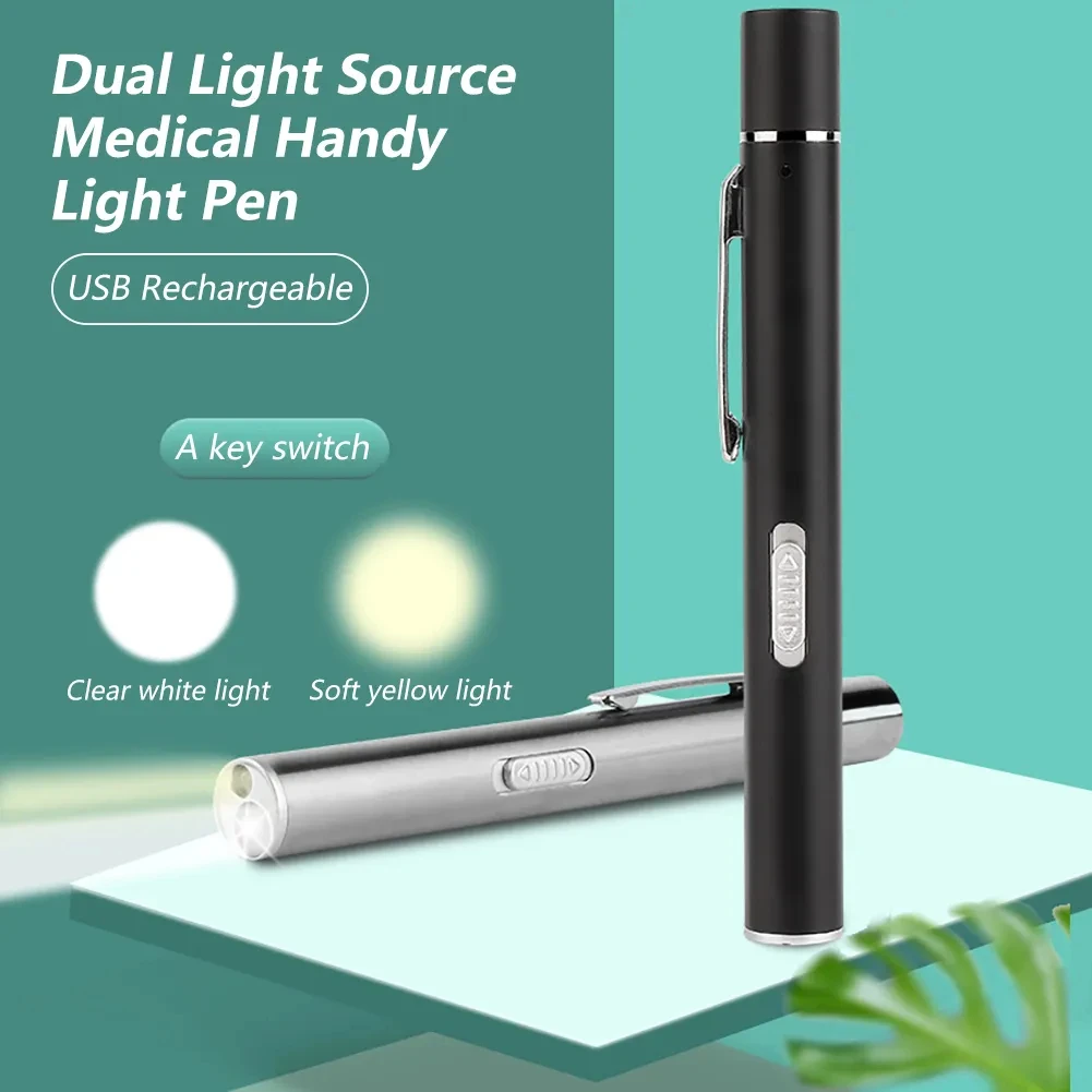 LED Torch USB Rechargeable Medical Handy Pen Light Mini Nursing Flashlight Lamp With Stainless Steel Clip Pocket Led Flashlight