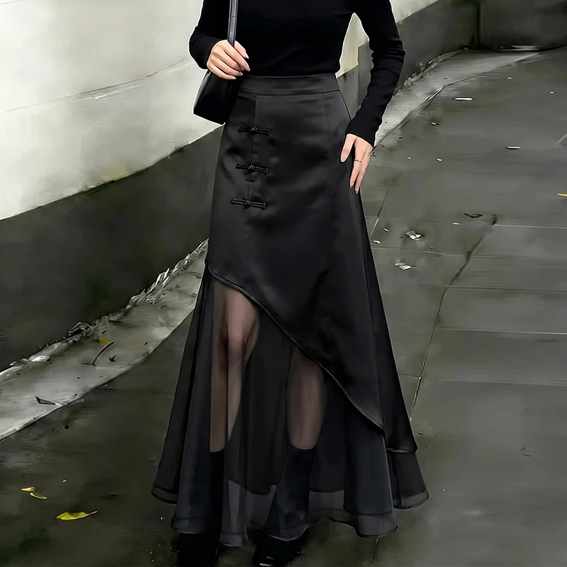 ZANZEA 2026 Women Office Skirts Lace Patchwork Overskirts Summer Party A-Line Solid Color Elegant Bottoms American Style