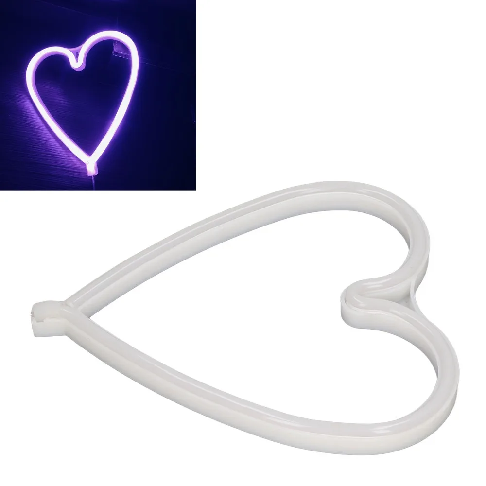 Heart Shaped LED Neon Light PVC Material USB Battery Operated Neon Night Light Wall Mountable Neon Light Decorations