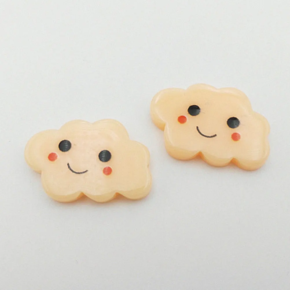 

40pcs Cartoon Cloud Resin Diy Materials Smiling Face Lightweight Durable Creative Hairpin Accessories For Kids Women Lovely Chic