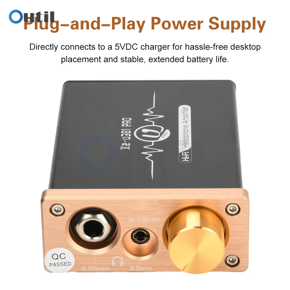 Mini amplificador de fone de ouvido Hi-Fi Xz-U301Pro Classe A Amplificador de mesa com alta potência 1500mW para fones de ouvido 18-600Ω Saídas de 6,35 mm / 3,5 mm