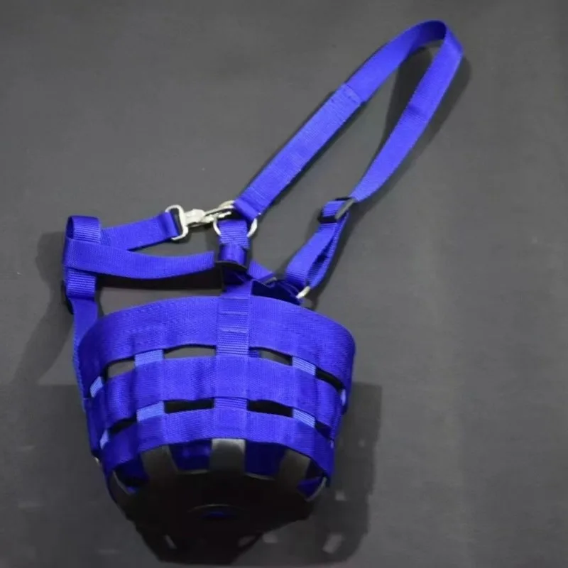 for Nylon Horse Muzzle with Adjustable Halter Collar Overeating Prevention Cribbing Harness