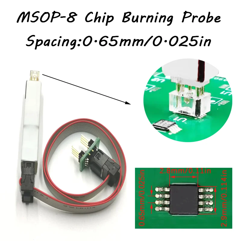 1PCS Mini Octagonal SMT Test Probe | 0.65mm Pin Pitch 2.8×2.9mm Package | Handheld Download Cable for Mini MSOP8 Chips