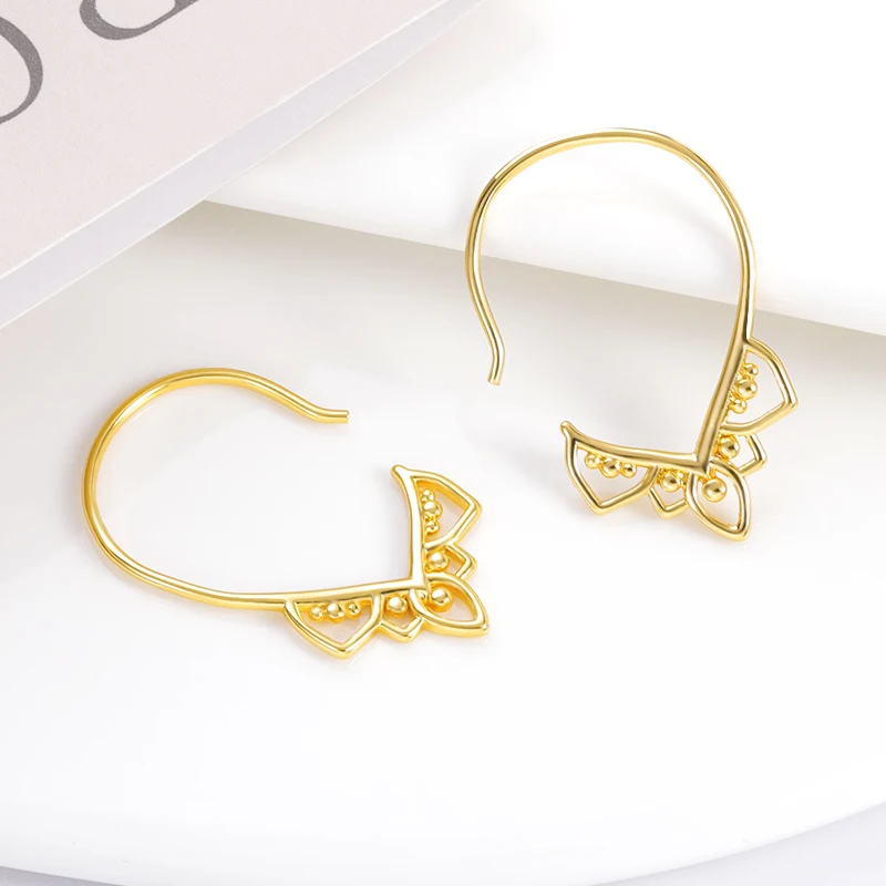 Classic Vintage Hoop Earrings Ethnic Pattern Stainless Steel Stud Earrings for women Jewelry Gold Color Piercing Ear Accessories