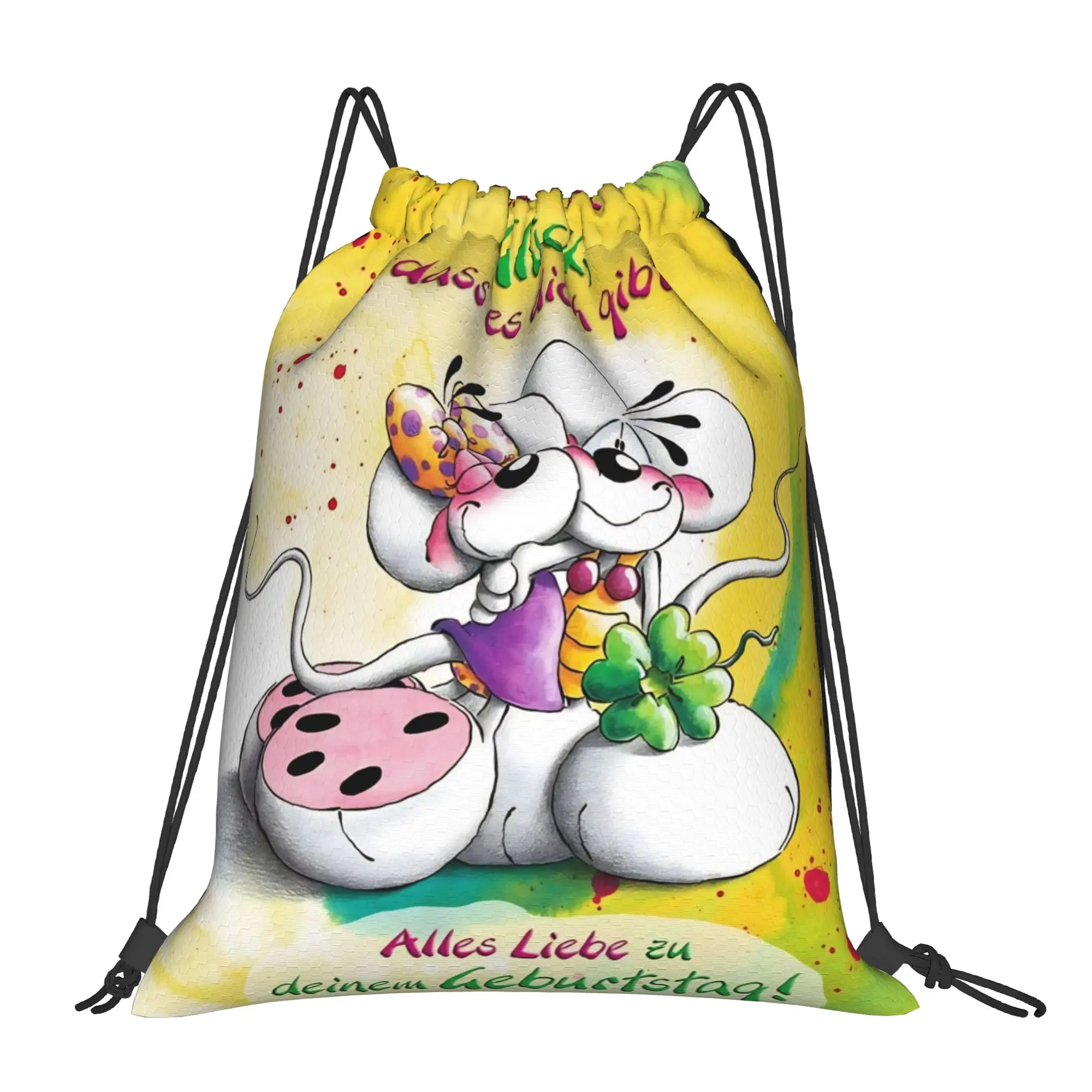 

Cartoon D-Diddl Rat Cute Drawstring Backpack Sports Gym Bag Water Resistant String Sackpack for Exercise