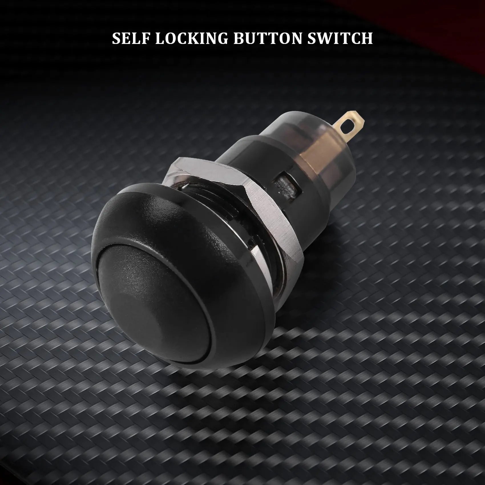 On-Off Latching Waterproof 12mm Push Button Switch SPST 2A IP67, Black