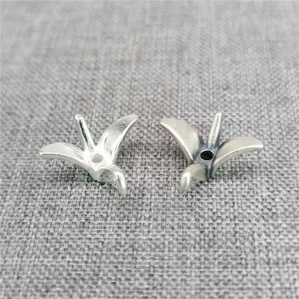 

4 шт. из стерлингового серебра 925 пробы, оригами, журавль, птичьи бусины, 3D бумажный журавль, браслет-прокладка, ожерелье