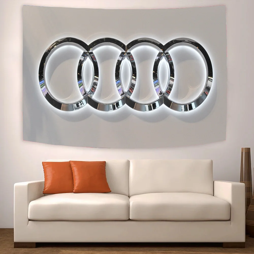 A-audi Logo Wall Flag to Hang Decorative Flags and Banners Home Garden Outdoor Decorations Garage Decoration Flags for Rooms