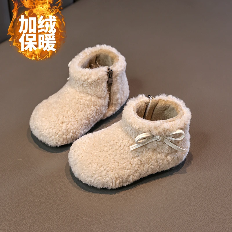 النسخة الكورية للفتيات من أحذية فرو الخروف مع أحذية قطنية دافئة قطيفة للثلج، منتج شتوي جديد للفتيات الصغيرات، أحذية قصيرة بنعل ناعم #6