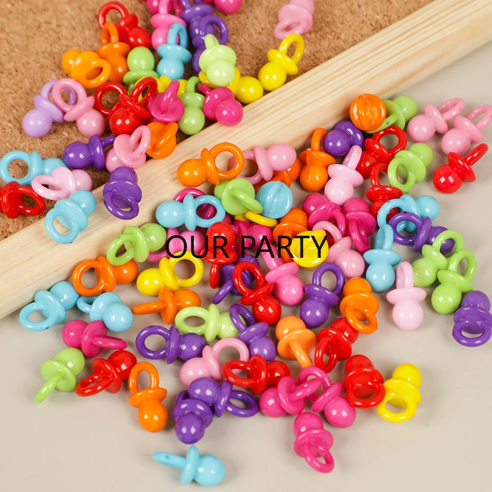 100Pc Mini Acrylic Blue Pink Pacifier Nipple Confetti Gender Reveal Table Scatter for Kids Birthday Baby Shower Party Decoration