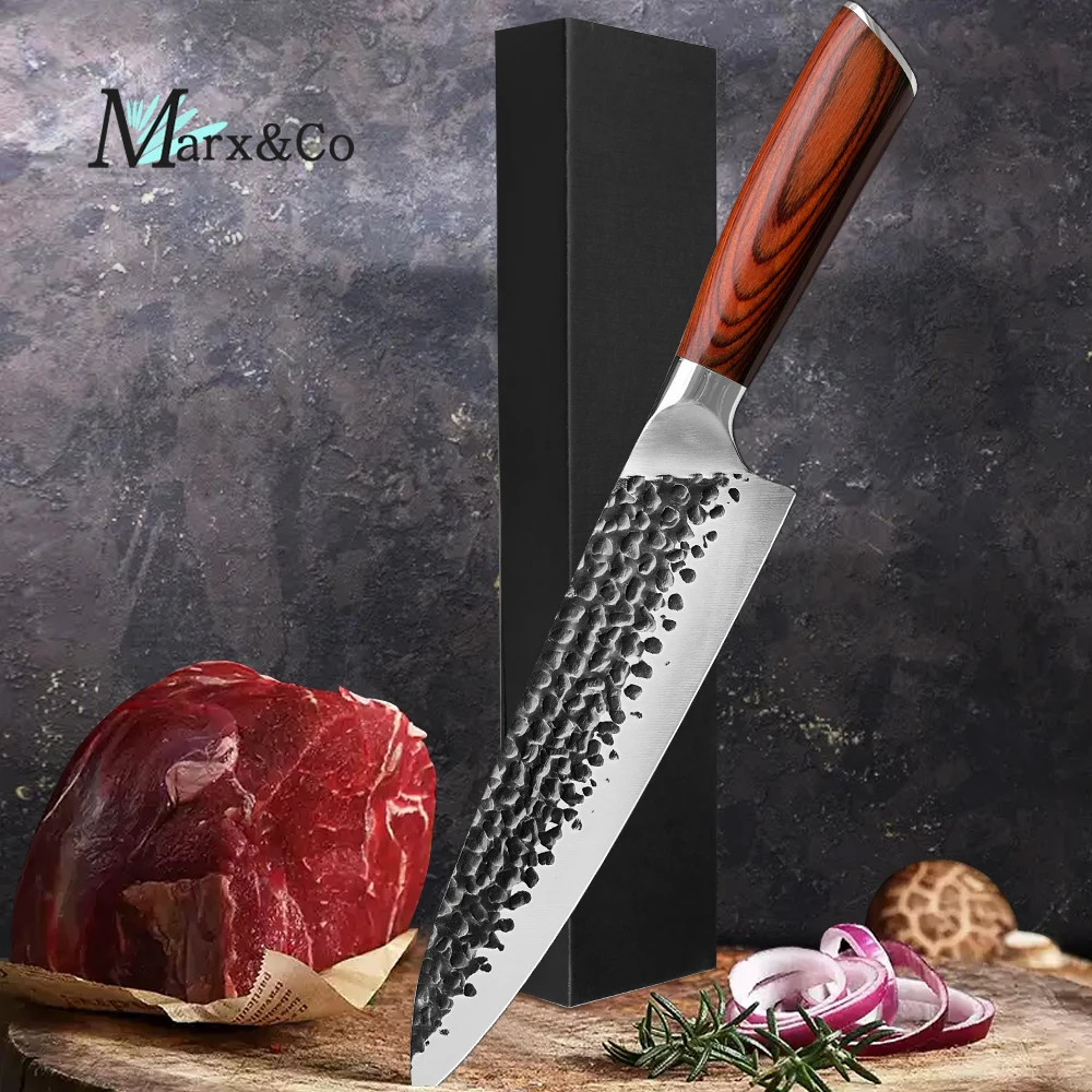 High Carbon Forged Concave and convex blades 8 Inch Chef's Knife Kitchen Knife Meat Cleaver Cooking Tools Kitchen Tools