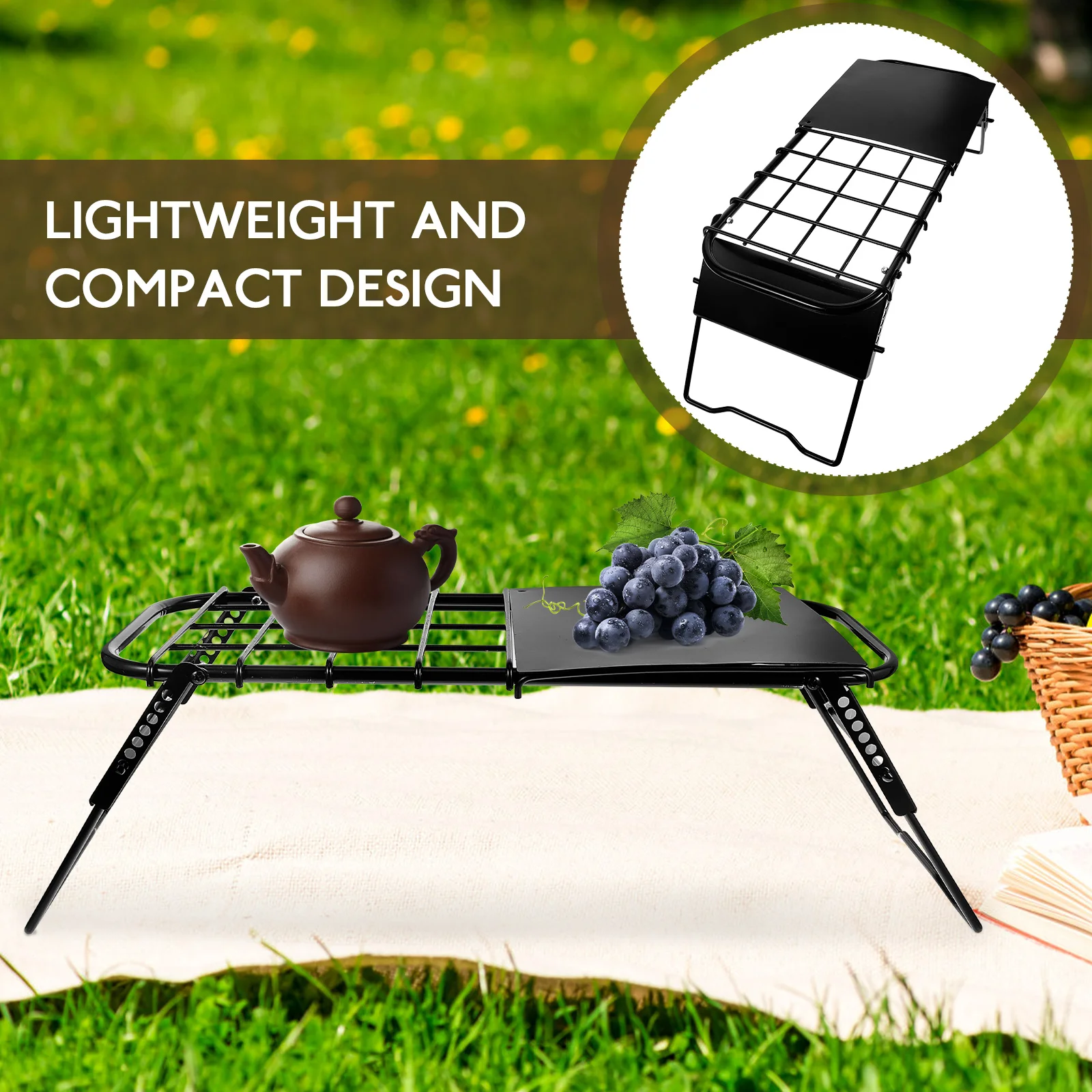 

Lightweight Metal Folding Camping Portable Outdoor Foldable Grill Table For Picnic Hiking Beach Fishing Small Compact Travel