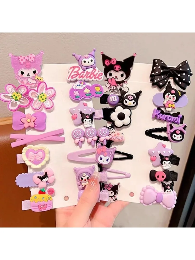 Kuromi – pince à cheveux mignonne pour filles, 14 pièces, épingle à cheveux, dessin animé, mode, accessoires pour cheveux, cadeau d'anniversaire et de noël pour enfants