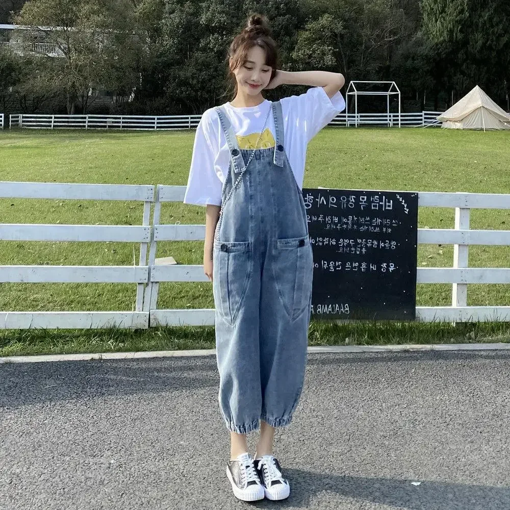 Teenager Older Kid Denim Strap Overalls Maternity Long Pants Women Clothes Prop Belly Jeans Pregnancy Suspender Braced Jumpsuits