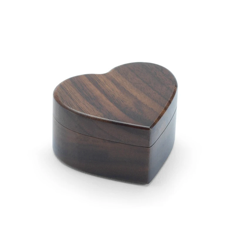 Marriage Proposal Jewelry Box Single Ring Walnut Flip Ring Storage Box Retro Portable Dustproof Practical Wooden Box