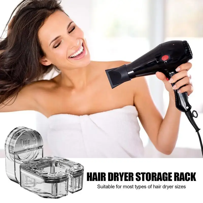 Wall Mounted Hair Dryer Holder Rotating Blow Dryer Hands-free Stand Holder Bathroom Organizer Hair Dryer Shelf Holder For