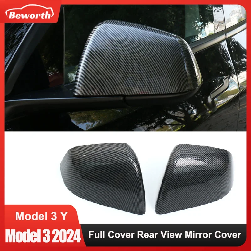 Rear View Mirror Cover For Tesla Model 3+ Highland 2024 Model Y Side Door Carbon Fiber Rearview Case New Model3 Car Accessories